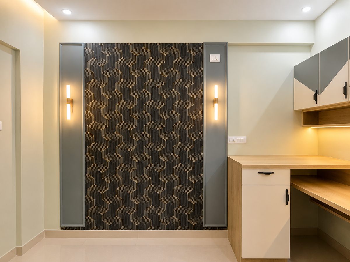 Textured 3D feature wall, Bengaluru interior by LuxeMorph Studios