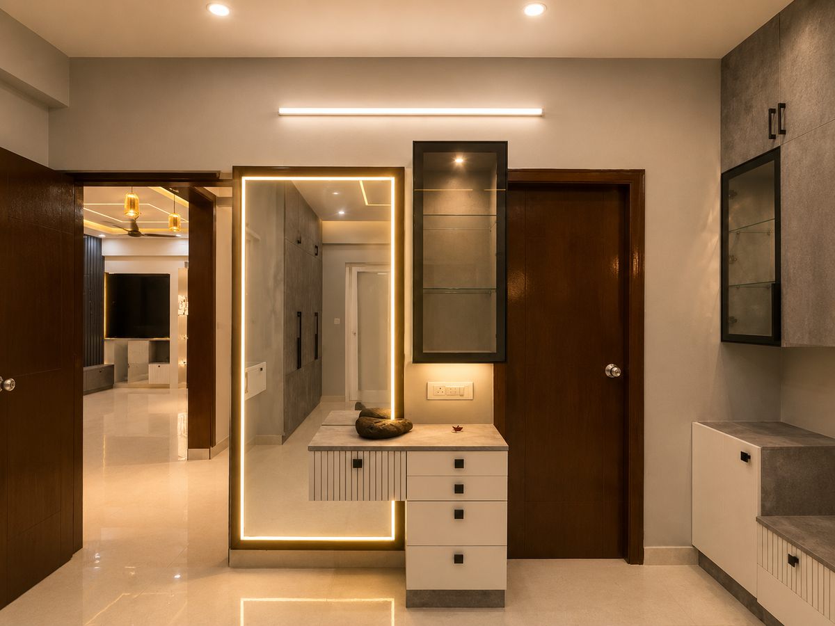Dresser with mirror & display units, Bengaluru interior by LuxeMorph Studios