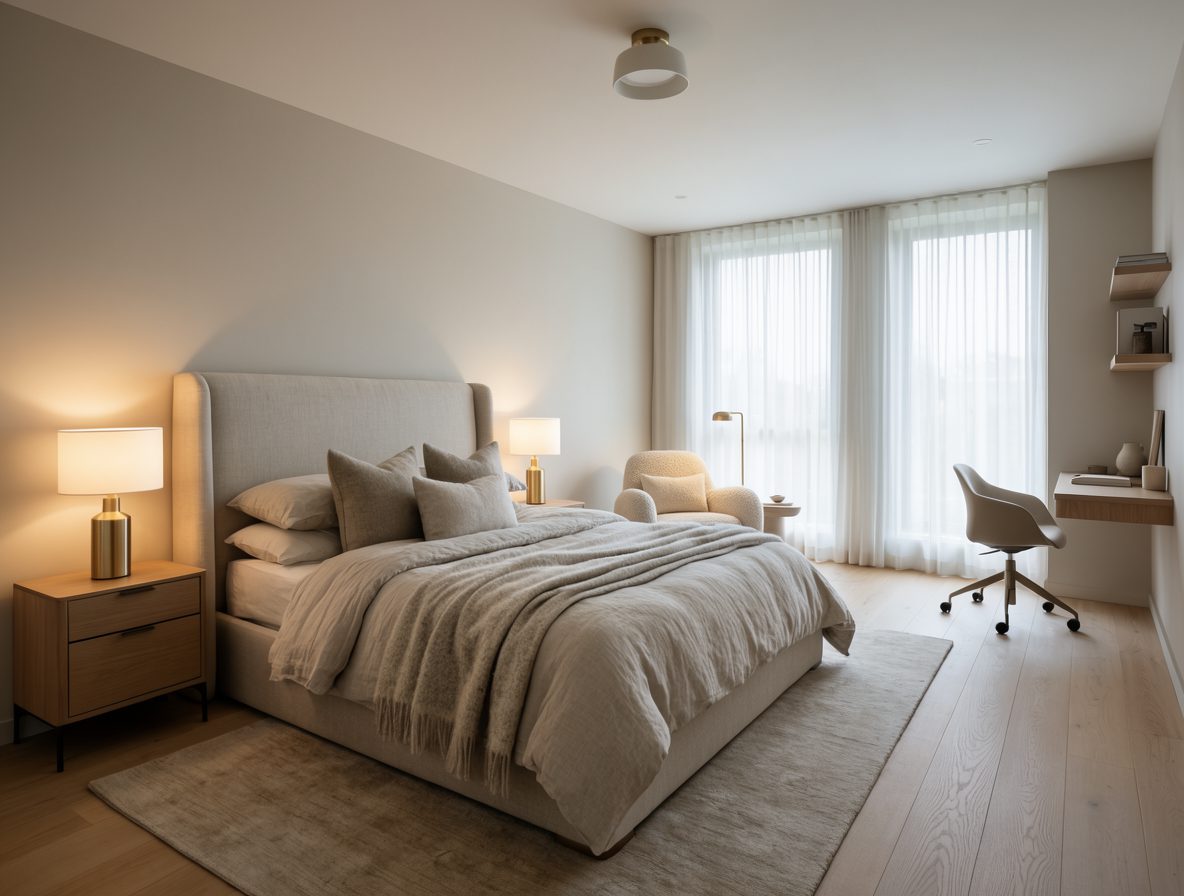 Serene, balanced modern bedroom interior in a Bengaluru apartment