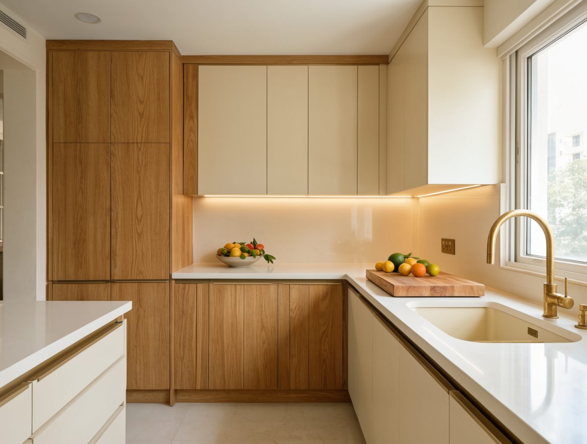 Contemporary interior with warm tones and natural materials