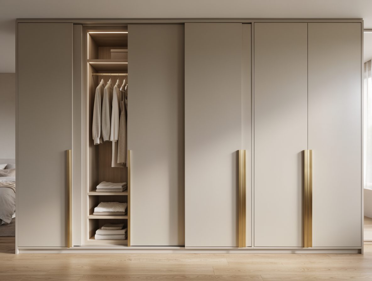 Custom built-in wardrobe and storage in a Bengaluru bedroom
